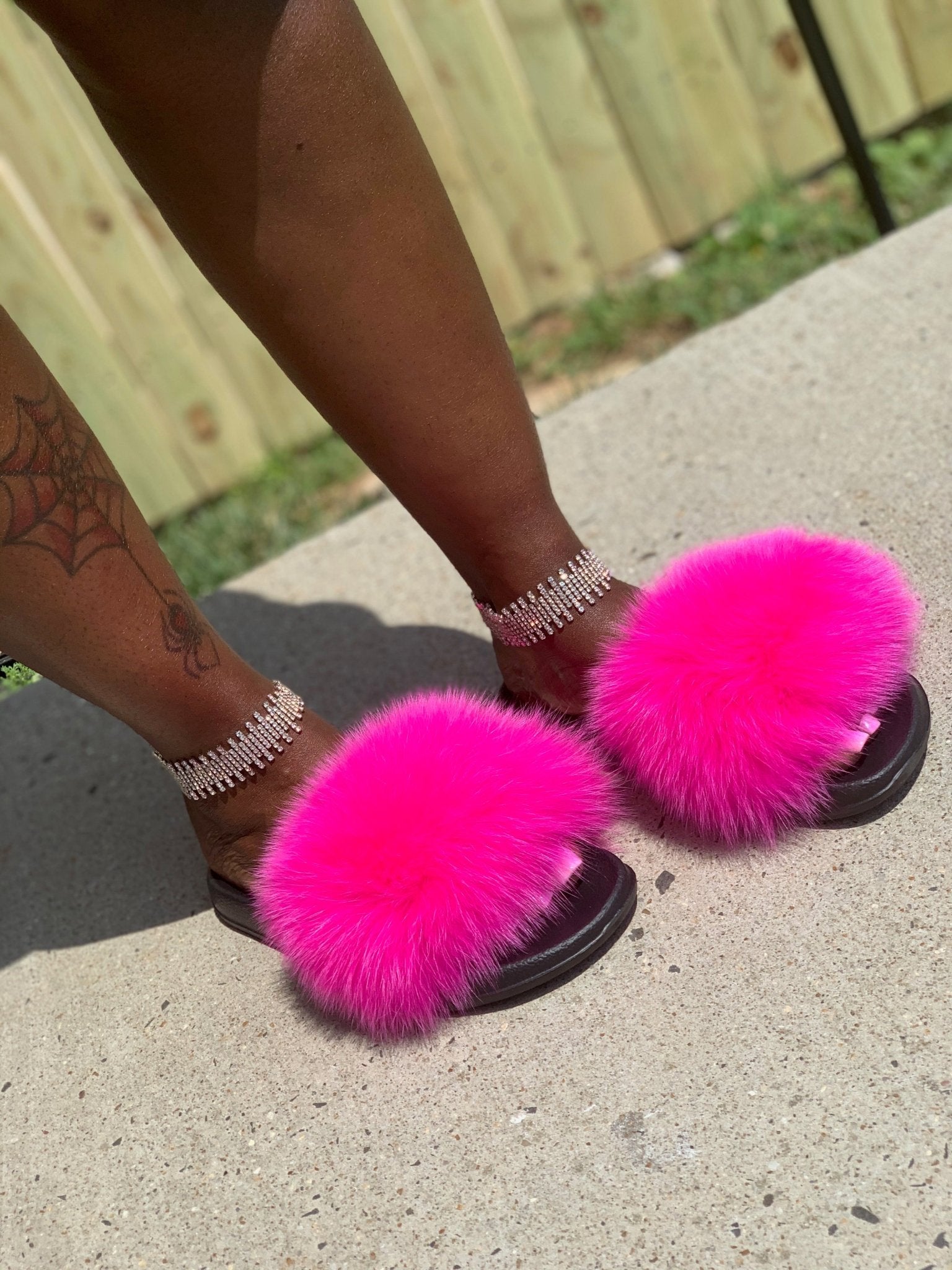 Pink Fur Slides - She's So Lavishh